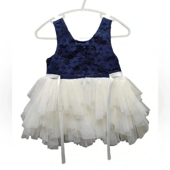 American Princess Blue And  White Tulle Dress Size 12M - Picture 1 of 8